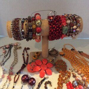 Fall Harvest Fun Vintage Jewelry Lot. 1920s- Y2K / 35 Pieces.